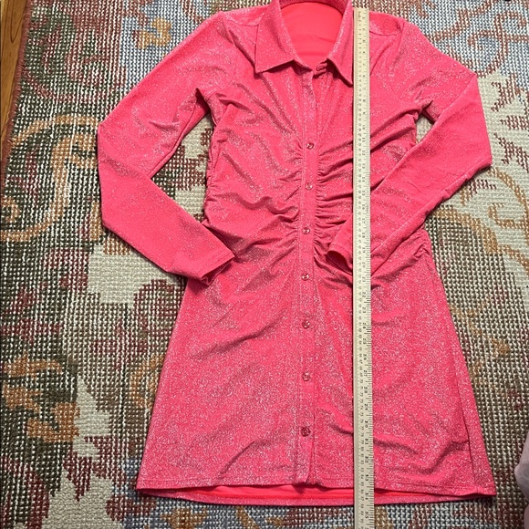 Good American Sparkle Mini Dress – Size 2 | Hot Pink Metallic Knit | Like New - Picture 2 of 8